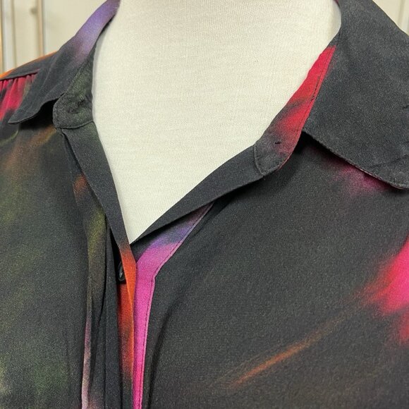 Rag & Bone Aubrey Button Down Shirt Size M Medium Black Multicolor - Picture 6 of 7